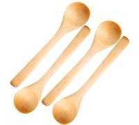 Petites cuillères en bois, 4pcs 5.1x1.2 Mini-cuillères en bois, cuillère portable pour sucre/gommages/épices/crème glacée/sels de bain/café/thé Mini