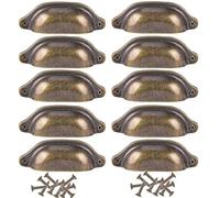 PETITES ECREVISSES 10pcs 98mm Poignée pour Tiroir Rétro Coquille, Fer Incurvé Bouton de Porte de Placard Vintage (Bronze)