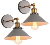 PETITES ECREVISSES 2 packs Appliques Murales Interieur Modernes Lampe Murale Industrielles en Métal Spots muraux Design Ajustable Luminaire E27 ø22cm pour Chambre Séjour Cuisine (Gris)