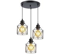 PETITES ECREVISSES 3 Lampes Suspension Lustre Vintage E27 Luminaire Plafonnier Intérieur Industriel Lustre Abat-jour en Métal Hautaeur Réglable Lampe pour Salon Salle à Manger chambre
