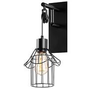 PETITES ECREVISSES Applique Murale Industrielle Lampe Murale Poulie Design E27 Suspension Luminaire Vintage Métal en forme Cage Noir Rétro Intérieur Pour Chambre Salon Cuisine (1pcs-avec Poulie)