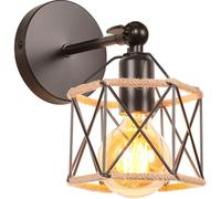 PETITES ECREVISSES Applique Murale Industrielle Vintage Plafonnier Luminaire Interieur en Métal et Chanvre Corde Lampe Murale 16cm Rétro Réglable Design pour Cuisine Salon Chambre (Hexagonal-A-1)