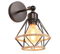 PETITES ECREVISSES Applique Murale Industrielle Vintage Plafonnier Luminaire Interieur en Métal et Chanvre Corde Lampe Murale 16cm Rétro Réglable Design pour Cuisine Salon Chambre