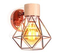PETITES ECREVISSES Applique Murale Intérieur Vintage Lampe Murale E27 avec Bois Luminaire Plafonnier Industrielle Métal forme Cage Design pour Cuisine Salle de séjour