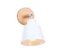 PETITES ECREVISSES Applique Murale Intérieur Vintage Lampe Murale Industrielle en Bois et Métal Luminaire Applique Réglable 180° pour Chambre Salon Couloir Restaurant (Blanc, 1pcs)