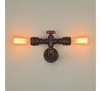 PETITES ECREVISSES Appliques murales Tuyau d'Eau Industriel en Metal Lampe murale Rétro Rouge rouille Style Double Tête Creative Eclairage Decoratif pour Cuisine Salon Chambre à Coucher