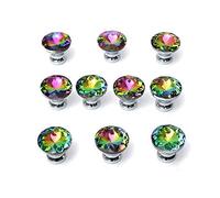 PETITES ECREVISSES Lot de 10 Poignées Bouton en Verre Cristal Diamant pour Placard Tiroir Porte,30mm(Lot de 10) (Multicolore)