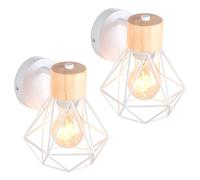PETITES ECREVISSES Lot de 2 Appliques Murales Intérieurs Vintages Lampes Murales E27 avec Bois Luminaires Plafonniers Industrielles Métal forme Cage Design pour Cuisine Salon Chambre