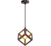 PETITES ECREVISSES Lustre Suspension 3 Lampes Industrielle Luminaire Plafonnier Vintage E27 Plafond Abat-Jour Forme de Cube Métal pour Sejour Chambre Cuisine (Rouillé, 1pcs)