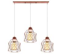 PETITES ECREVISSES Suspension Luminaire Industrielle 3 Lampes Vintage E27 Lustre Abat-jour en Métal Design pour Salon Chambre Cuisine (Or rose-C)