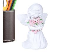 Petites figurines d'anges, statue d'anges - Chérubin avec des fleurs - Décoration d'intérieur avec sculptures d'anges, petites figurines de fées, statues d'anges et figurines d'anniversaire de m