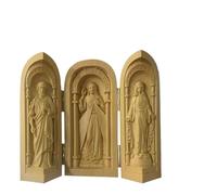 Petites Figurines de Jésus, Décoration Chrétienne Notre Père Céleste, Statue Catholique en Bois, Sculpture de la Famille de la Nativité, Statue de Jésus, Sculpture Cylindrique en Bois Ouvrable de Jésu