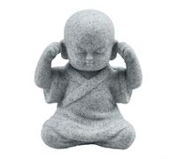 Petites figurines de moine de Bouddha avec thème « See Speak Hear No Evil » - Convient pour aquarium, jardin et décoration de la maison (D)