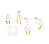 Petites figurines d'oie en résine, 4 pièces, jolies statues de dessin animé | Illuminez les espaces de travail, les étagères, les tables et les tableaux de bord voitures grâce à des sculptures d'animaux