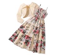 Petites Filles Robe et Cardigan Ensembles 2 pièces imprimé Floral sans Manches Robe Dentelle Bord Pulls Printemps Plein vêtements pour 2-7 Ans n34