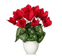 Petites fleurs artificielles en forme de cyclamen persicum en pot - Fleurs artificielles comme de véritables hortensias en soie pour décoration de mariage, décoration de table, salon, chambre à