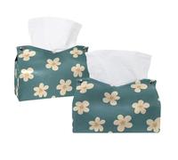 Petites fleurs crème sur fond bleu sarcelle clair - Distributeur de mouchoirs rectangulaire décoratif pour salle de bain, cuisine, table basse, voiture