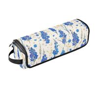 Petites fleurs de glaïeul bleu 2 en 1 Organiseur d'outils capillaires avec tapis en fer, outils chauffants, sac de voyage pour fer à lisser, fer à friser, rangement essentiel pour femme