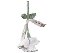 Petites fleurs décoratives pour voiture, arbre de Noël, verre aspect miroir, matériau tricoté, pendentif muguet fait à la main, 10 x 5 cm