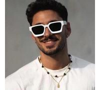 Petites lunettes carrées tendance, cadre en polycarbonate épais, verres foncés solides, accessoires pour l'extérieur, les voyages, la rue