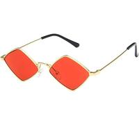 Petites Lunettes De Soleil Losange Dames Lunettes De Soleil en Métal Cadre Océan Couleur Miroir Rétro Noir Rétro Lunettes De Soleil en Alliage, 1, One Size