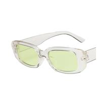 Petites lunettes de soleil rectangulaires ovales vintage carrées anti-éblouissement avec protection UV400, 14 verres verts transparents, Taille unique