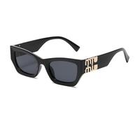 Petites lunettes de soleil rectangulaires rétro for femmes avec motif en métal, accessoires d'extérieur élégants for un usage quotidien, les vacances d'été, la plage et les voyages(Black)