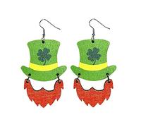 Petites Mini d'Oreilles barbu vert arc-en- St. Patricks Day Clovers Argent Femme Hypoallergénique (C, One Size)