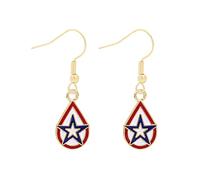 Petites Mini d'Oreilles Pendentif Drapeau Rouge Bleu Léger Mode Gouttes Chapeau Forme D'étoile Triangulaires avec en Acier (X, One Size)