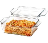 Petites Plats de Lasagnes avec Couvercle, 1L Cocottes en Verre Rectangulaire, 17x14.5x6cm, résistant au four, micro-ondes