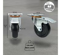 Petites Roues Tournants Avec Frein 75 \ 100 \ 125mm en Polyuréthane Pour