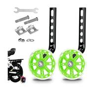 Petites Roues Vélo Enfant 12 14 16 18 20 Pouces, Stabilisateurs de Vélo Réglables avec Roues Lumineuses LED, Kit de Support Robuste pour Vélos à Vitesse(Green)