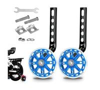 Petites Roues Vélo Enfant 12 14 16 18 20 Pouces, Stabilisateurs de Vélo Réglables avec Roues Lumineuses LED, Kit de Support Robuste pour Vélos à Vitesse(Blue)