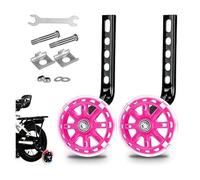 Petites Roues Vélo Enfant 12 14 16 18 20 Pouces, Stabilisateurs de Vélo Réglables avec Roues Lumineuses LED, Kit de Support Robuste pour Vélos à Vitesse(Pink)