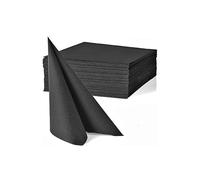 Petites Serviettes Cocktail de Table en Papier Gaufré, Double Épaisseur, 25 x 25 cm, Blanc, Lot de 40 (Noir)