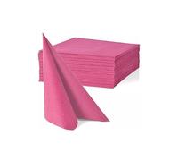 Petites Serviettes Cocktail de Table en Papier Gaufré, Double Épaisseur, 25 x 25 cm, Blanc, Lot de 40 (Rose Bonbon)