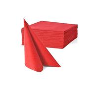 Petites Serviettes Cocktail de Table en Papier Gaufré, Double Épaisseur, 25 x 25 cm, Blanc, Lot de 40 (Rouge)