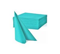 Petites Serviettes Cocktail de Table en Papier Gaufré, Double Épaisseur, 25 x 25 cm, Blanc, Lot de 40 (Turquoise)
