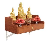 Petites Table D'autels pour Espace Sacré Étagère Murale pour Autell de Bouddha Armoire D'autel Bouddhiste avec Plateau Coulissant pour Culte, Prières, Méditation à Domicile(Brown,80x40x26cm)