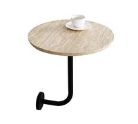 Petites Tables Basses murales Tables d'appoint murales Petite Table d'appoint à thé et café avec Plateau en travertin et Cadre en métal Rond pour café Laiterie Loisirs Bar Livre