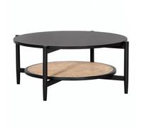 Petites Tables D'appoint Pour Chambre Rétro En Bois Table Basse Ronde Déplaceable, Nordique Noir, Salon, Loisirs, Maison, Simple, Petit Appartement Table Basse Pour Le Salon(98cm)