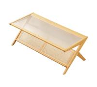 Petites Tables D'appoint pour Chambre Table à thé en Verre, Style Salon, Table à thé en rotin, rectangulaire, Simple, for la Maison Table Basse de Salon(A)