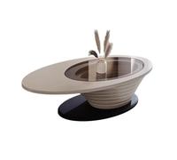 Petites Tables D'appoint pour Chambre Table à thé personnalisée Moderne for Salon, Maison, légère, Luxueuse, Simple, Ovale, en Verre Table Basse de Salon(140cm)