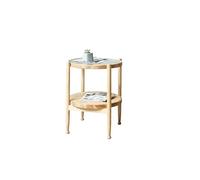 Petites Tables D'appoint pour Chambre Table Basse Moderne Simple en Bois et rotin, for Petites et Grandes familles, Salon, Table Basse Ronde à Double Couche Table Basse de Salon(B)