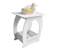 Petites tables de chevet blanches avec rangement ouvert | Table d'appoint classique pour salon/chambre/table de chevet/bureau, 40 x 36 x 24 cm/15,7 x 14,1 x 9,4 pouces