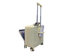 Petites Valises Boîte d'embarquement Valise de Voyage Coffre Grande capacité boîtier Chariot Multifonctionnel Mot Passe avec Porte-gobelet(Light Yellow)