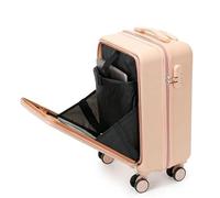 Petites Valises Valise à Ouverture Avant for Ordinateur Portable, boîtier de Chariot Multifonction, Bagage Main, Roue Universelle, Verrouillage par Mot Passe, Valise Voyage(Pink-Zipper,22(Top Open))