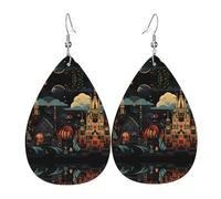 Petites villes Boucles d'oreilles en cuir en forme de goutte | Design haut de gamme, boucles d'oreilles légères et luxueuses