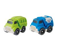 Lexibook Ensemble de petites voitures Bio Toys – Police et Poubelle, fibres de blé, Bleu/Vert