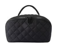 Petition Makeup Bag, Petition Makeup Bag for Woman, Wide Open Lay-Flat Water-Resistant Cosmetic Case (Black)